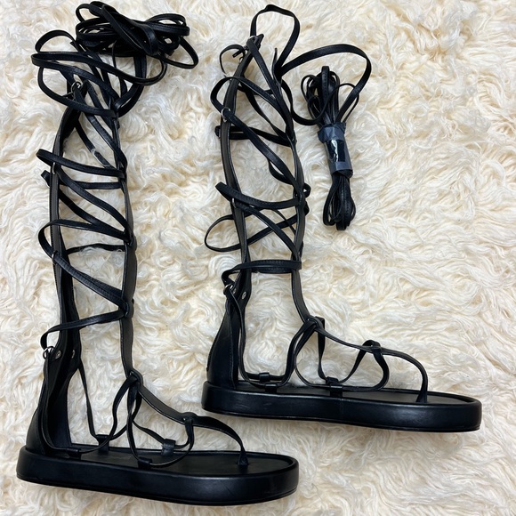 Free People Gladiator Sandals Black Leather Size 6.5 - Picture 8 of 14